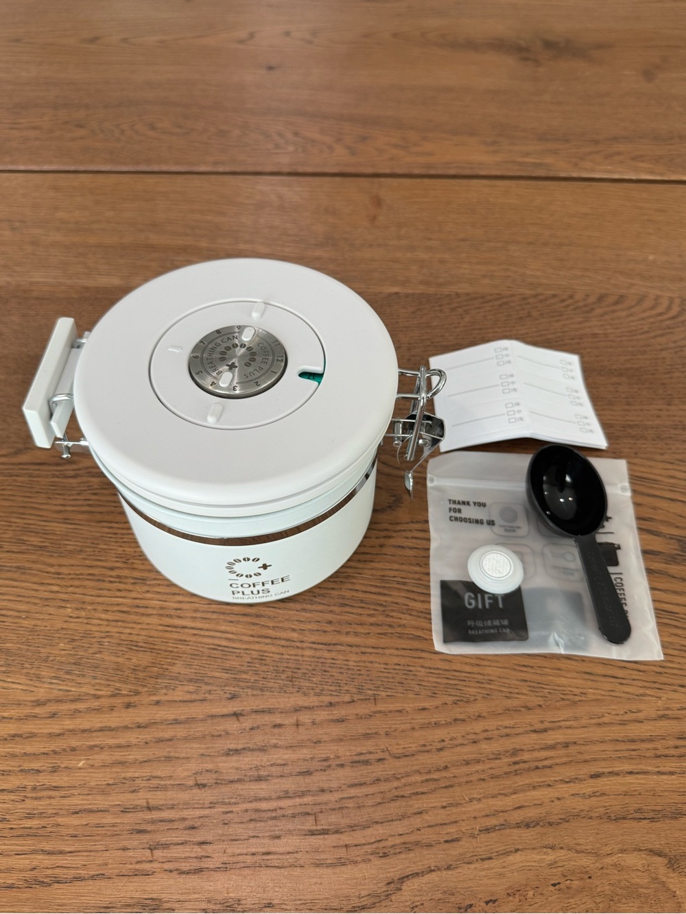 304 Stainless Steel Coffee Bean Storage Canister Airtight w/ One-Way Valve